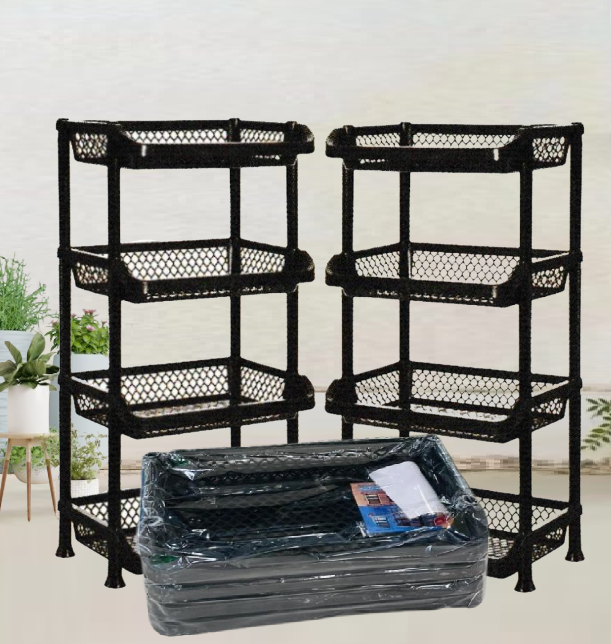 4 Layer Sturdy Jumbo Size Multipurpose Black Utility Net Design Rack ...