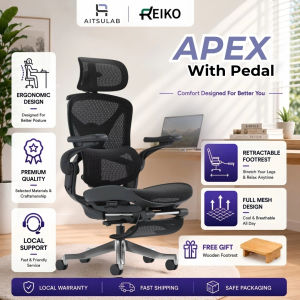 Reiko Apex Full Mesh Ergonomic Office Chair Pedal 5D Armrest Gaming Chair Kerusi Pejabat 5Y 人体工学椅