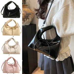 AILSA Da PU Túi Xách Thắt Nơ Ngọt ngào Phong cách Hàn Quốc Túi đeo cổ tay hình nơ Hợp thời trang Đeo Chéo Ví cầm tay nữ Bé gái