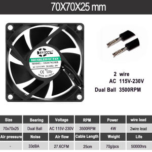 SXDOOL EC Fan Dual Ball 60mm 70mm 80mm 90mm 120mm EC Brushless Fan 110V 115V 120V 220V 240V Axial Fan 6025 8025 9225 12025 12038