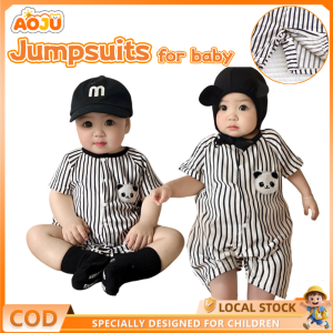 AOJU Baby Boy Girl Corp Clothing Romper Baby Sleeveless Jumpsuits Cartoon Panda Print Infant Boys Kids Clothes Onesie Jumper