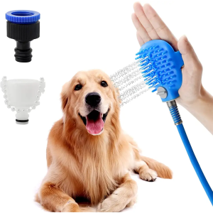 Pet Shower Sprayer - Bathing Tool and Scrubber Adjustable Handheld Sprayer Shampoo Brush Indoor & Outdoor Use