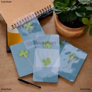 [COD] kunzhan 1 5 10Pcs Lucky Clover Postcards Natural Grass Transparent Wishing Cards For Bookmarks