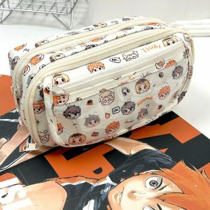 BUUXIAA วอลเลย์บอลชาย กระเป๋าใส่ปากกา ป้องกันคราบสกปรก จุได้มาก กระเป๋าใส่เครื่องเขียน สร้างสรรค์และสร้างสรรค์ สามชั้น ที่จัดระเบียบเครื่องเขียน นักเรียนก็อก