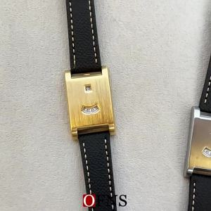 OFNS Mens Square Pointerless Watch Creative Window Display Genuine Leather/Bamboo Steel Strap Business Casual Quartz Watch