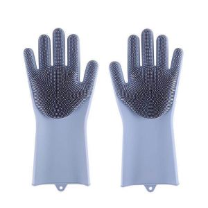 Pet Grooming Cleaning Gloves Anti-Bite Bathing Scrubber Magic Silicone Hair Removal Gloves 1 Pair