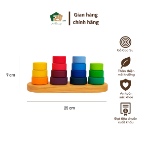 Tháp gỗ cao su đồ chơi nghệ thuật cho bé – Chất liệu tự nhiên thân thiện môi trường tinh tế hiện đại