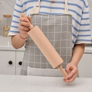 GORGE Không sơn không sáp Cây cán bột Xoay tự do Có Tay Cầm Máy cán bột Gỗ sồi Cây cán bột làm bánh Làm bánh tại nhà