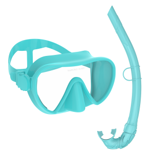 Frameless Diving Mask Wet Snorkel Set Low Internal Volume Pure Soft Silicone for Adults Underwater Snorkeling Swimming Training Diving Glasses Adjustable