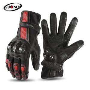 SUOMY Motorcycle Gloves Men Women Genuine Leather Ventilated Wear-Resistant Anti-Slip Racing Riding Gear Moto Gloves for Men Women
