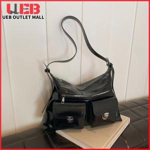 UEB Shoulder Bag for Women with Multi Pocket Retro Handbag PU Leather Adjustable Strap Zipper Hobo Bag for Work Travel