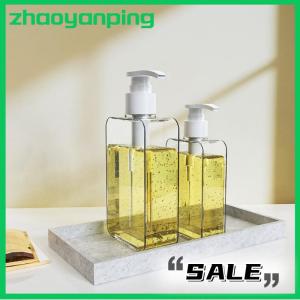 zhaoyanping เครื่องจ่ายสบู่ทรงสี่เหลี่ยมใสขวดโลชั่นบนเคาน์เตอร์พร้อมปั๊มสำหรับโลชั่นห้องน้ำเครื่องจ่ายสบู่เหลวแบบเติมได้