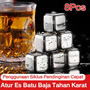 8 instalasi Stainless Steel Cube/ Food Grade Reusable Ice Cubes Pakai Ulang/Ice Cube Pendingin Non Cair