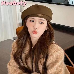 Heabety Cotton Women Berets Winter Hats Vintage French Plaid Top Military Cap Painter Hat Autumn Winter Street Octagonal Beret Caps