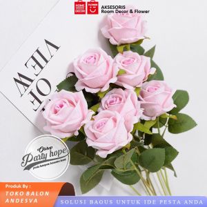 Bunga Mawar hias 1 kuntum / Bunga Plastik Tanaman Artificial mawar / bunga dekorasi