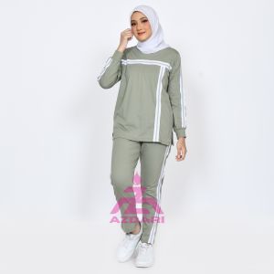 Setelan Baju Olahraga Wanita Muslim Azdari - Oneset Sport Senam Gowes Lari Terbaru