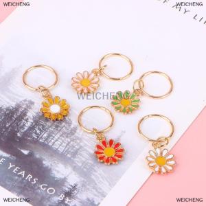 [COD] WEICHENG 5Pcs set Daisy Flower Alloy Knitting Stitch Markers Zinc Alloy Flower Pendant Multicolor For Knitting Tools DIY Findings