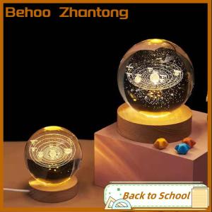 Behoo Round Wood Light Base USB with switch LED Light Rotating Display Stand Lamp Base Home Decor