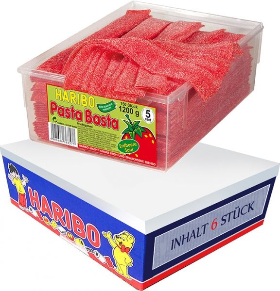 เยลลี่เส้นสตรอเบอรรี่ ฮาริโบ haribo sour belts strawberry 1 แพค ขนาด ...