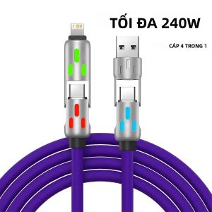 2025 Bộ Sạc Khuỷu Tay Xoay USB Sang Type-C Đa Chức Năng 4 Trong 1 Cáp Silicon Sạc Nhanh 12m Cho Điện Thoại Di Động Có Truyền Dữ Liệu5789