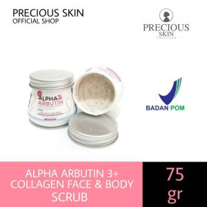 Precious Skin Thailand Alpha Arbutin 3 Plus Collagen Body & Face Scrub / Lulur Pemutih / Lulur Wajah 50g