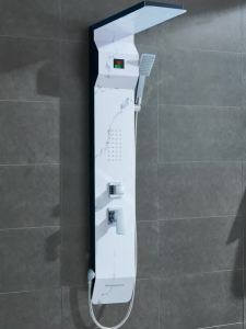 Shower showerhead set rock board white  gray brushed black hot and cold shower showerhead digital display shower screen