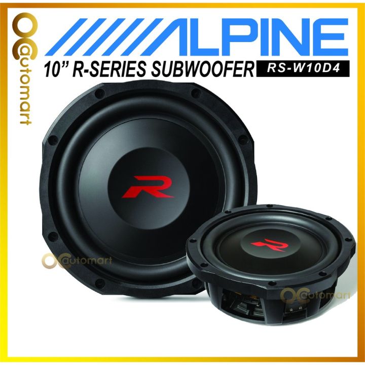 Alpine R-W10D4 10-Inch Subwoofer - Dual 4-Ohm Voice Coils, 750W RMS, Kevlar Cone