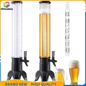 【Chinatera】3L Beer Dispenser Beer Tower with Spigot & Ice Tube Beverage Dispenser Tabletop Liquor Dispenser for Beer Wine Drinks