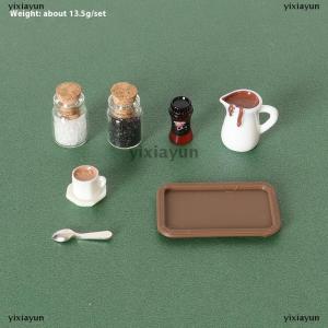[COD] yixiayun 7Pcs Desktop Scene Simulation Micro Model Parts Handmade Miniature Dollhouse Coffee Cup Model Decorative Tray Plate Accessories