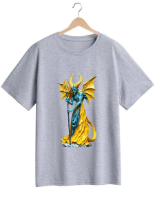 Kaos Pria Model Terkini Trending Motif 3D Bahan katun 24s Iblis Kuning H0623