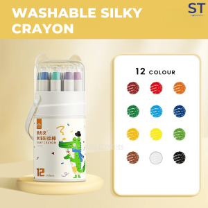 [FREE BRUSH]12/24/36/48pcs Washable Crayon For Kids Non Dirty Non Toxic Painting Crayon Colouring Painting