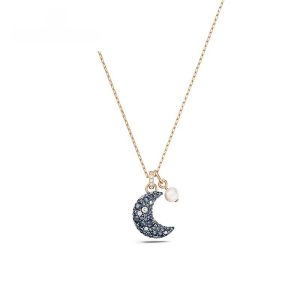 89 Swarovski Necklace LUNA Moon Necklace Silver Necklace Crystal Necklace Hand Jewelry Moissanite Necklace Women Swan Necklace Wedding Gift Necklace No Fade Crystal Love Necklace Women Necklace Gift Sister Necklace Charm Niche Necklace