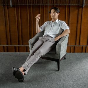 BAPIN Nerro Celana Ankle Pants Pria - Grey Chord