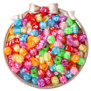 50pcs/ Letter Acrylic Constellation Beads Charm Square Alphabet Loose Spacer Beads for DIY Necklace Bracelet Jewelry Making
