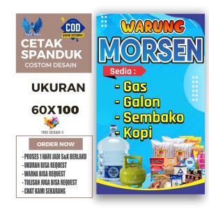 Cetak Spanduk Banner WARUNG SEMBAKO MORSEN Ukuran 60x100 Costom Desain