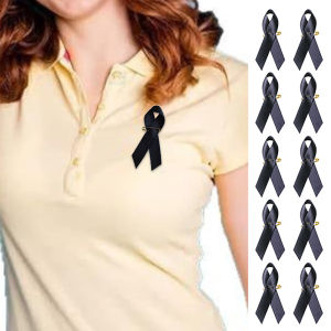 Hmeme 10ชิ้นเครื่องประดับริบบิ้นสีดำริบบิ้นรับรู้ผ้าริบบิ้นปกพร้อมหมุดนิรภัยอุปกรณ์เสื้อผ้า