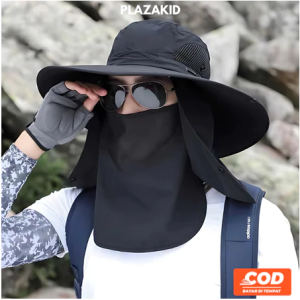 Topi Rimba Outdoor Topi Mancing Topi Naik Gunung Anti UV Waterproof Boonie Hat Polyester