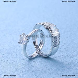 [COD] SweetBabiese 1 Cặp cặp đôi cổ điển resizeable engagement Ring người đàn ông phụ nữ điều chỉnh Valentine Quà Tặng