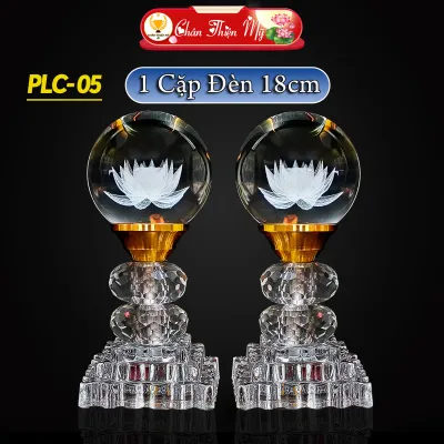 Đèn Thờ Pha Lê Quả Cầu Pha Lê Nguyên Khối Có Led 7 Màu Trang Trí Bàn Thờ Phật Bàn Thờ Gia Tiên PLC-05