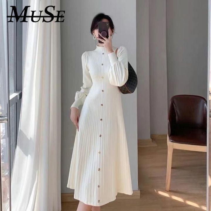 slim fit dress slacks Sweet rainbow gradient mink mid-length sweater dress Korean style ins – Lee  Nhi Boutique main image 0