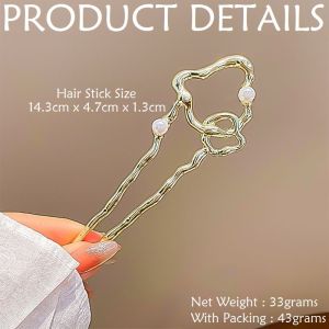 F4 Jepit Rambut Sanggul Tusuk Konde Mutiara Hair Stick Hair Fork Retro U-shaped Pearl Hairpin TKAM