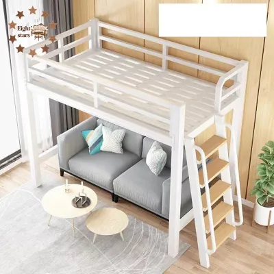 Small Apartment Loft Bed High Bed Iron Bed Underbed Table Student Apartment Combination Bed