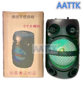 ลำโพงบลูทูธไร้สาย! ลำโพง 8 นิ้ว แบตเตอรี่ 2500mAh ไมโครโฟนฟรี สายชาร์จ (รองรับบลูทูธ USB การ์ด TF วิทยุ) ปิดไฟ ลำโพงบลูทูธ