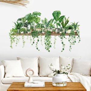 Decal Dán Tường Kệ Cây Xanh Nhiệt Đới Có Keo Sẵn 88x54cm - Trang Trí Không Gian Phòng Khách