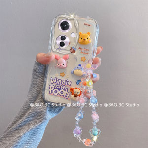 New Casing OPPO Reno11 Reno11F 11F 11 F Reno11 Pro 5G Hot Cute Cartoon 3D Dolls Flower Phone Case Creative Anti-fall Cream Soft Cover with Fashion Lanyard 2024
