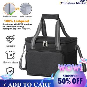【Chinatera】Portable Lunch Box Collapsible Cooler Bag with Adjustable Strap Lunch Cooler Tote for Work Outdoor Picnic Trips
