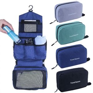 Y2K2 Foldable Hanging Toiletry Bag Hanging Hook Large Capacity Travel Cosmetic Bag Washbag Wet and Dry Men Makeup Case Wash Organizer