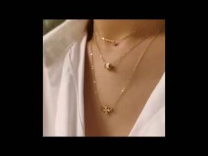 DaVee    14 Gold filled necklace Croatian cross with zircon necklace