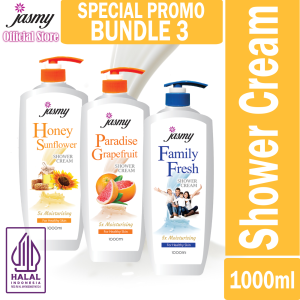 BUNDLE 3 x 1L HONEY SUNFLOWER-PARADISE GRAPEFRUIT-FAMILY FRESH JASMY SHOWER CREAM SABUN MANDI CAIR BODY WASH IMPORT DARI MALAYSIA
