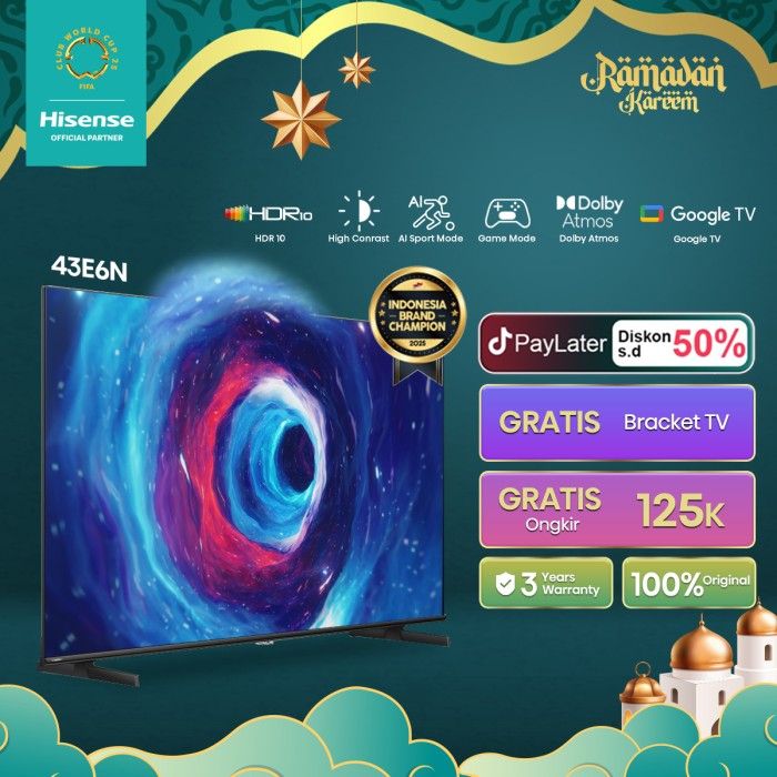 Hisense TV 43 inch 43E6N - 4K Google Smart TV Karaoke Function ...